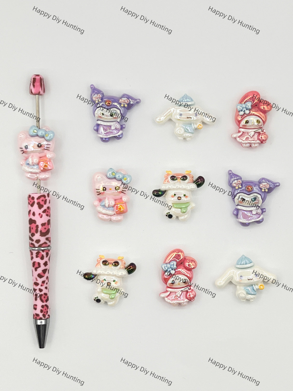 HK Cat and Sanr1o Family Acrylic Beads DIY Charms