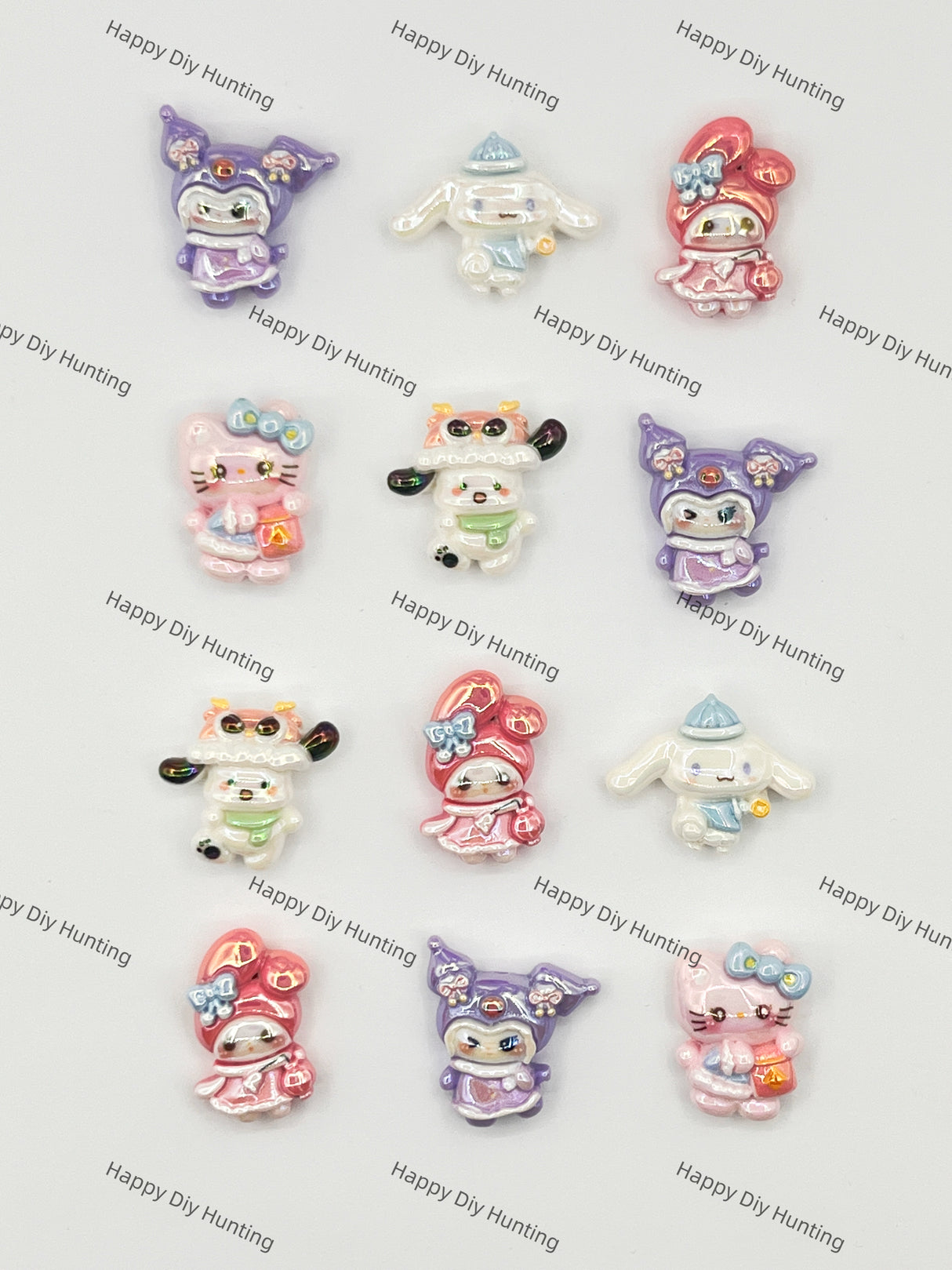 HK Cat and Sanr1o Family Acrylic Beads DIY Charms