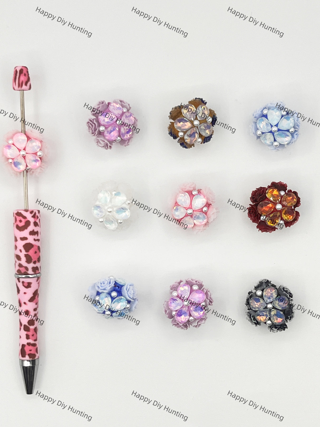 Flower and Pearl Rhinestone Beads