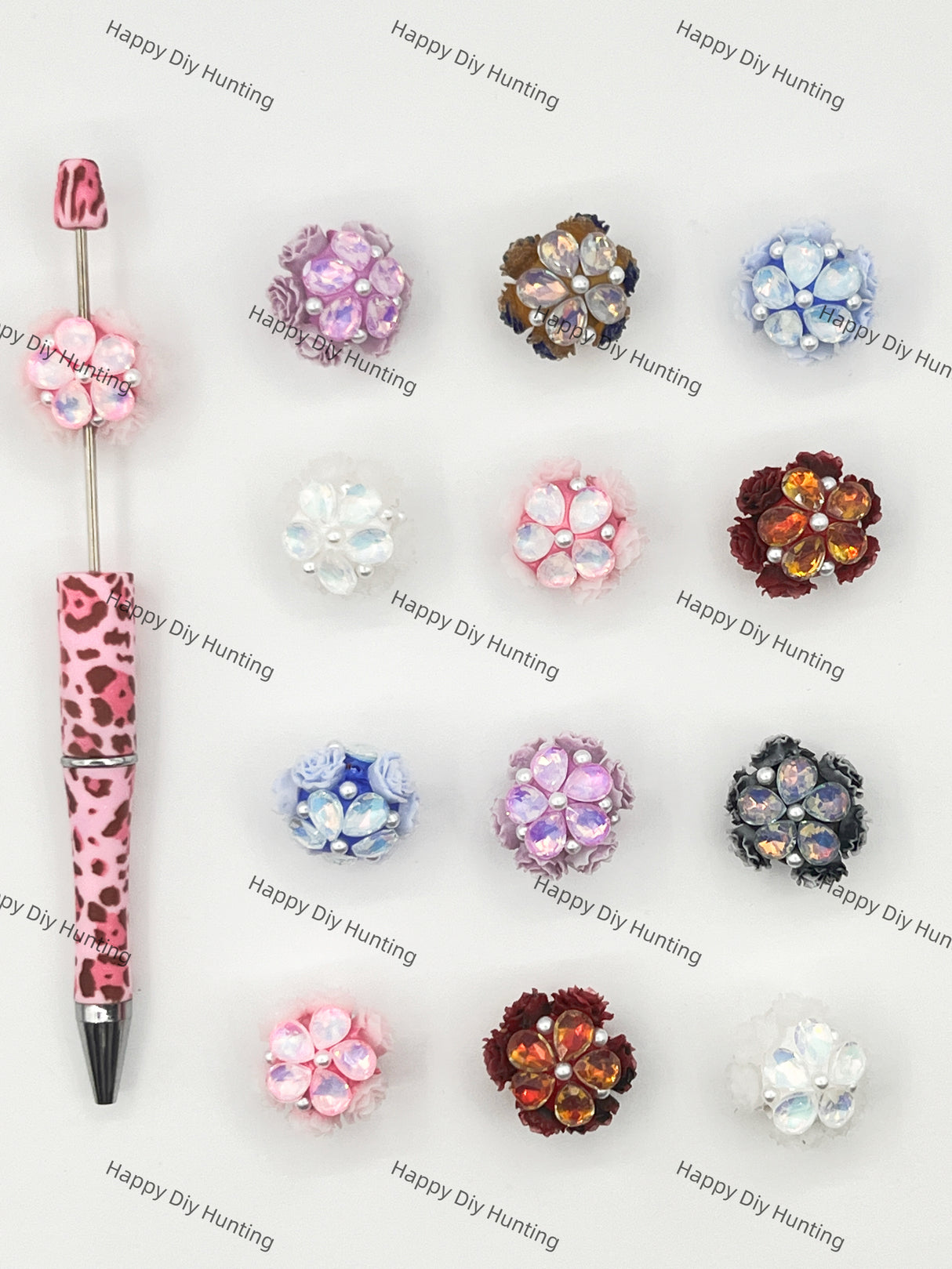 Flower and Pearl Rhinestone Beads