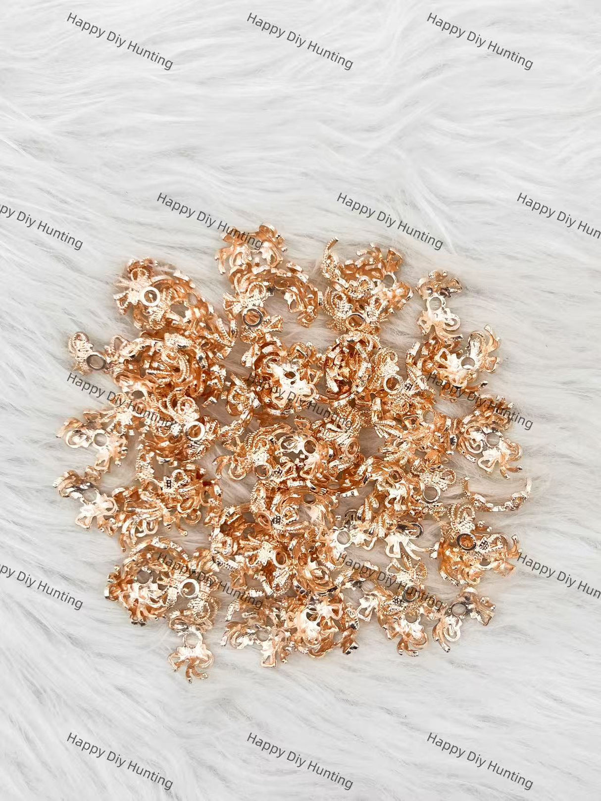 Rose Gold Bow Bead Caps Spacer | Fits 16mm Beads, Premium DIY Jewelry Making Supplies(BC-003)