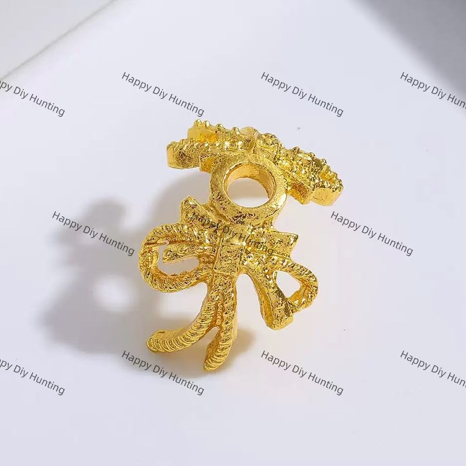 Goldn Bow Shape Bead Caps Spacer (They Fit 16MM Beads) BC-002