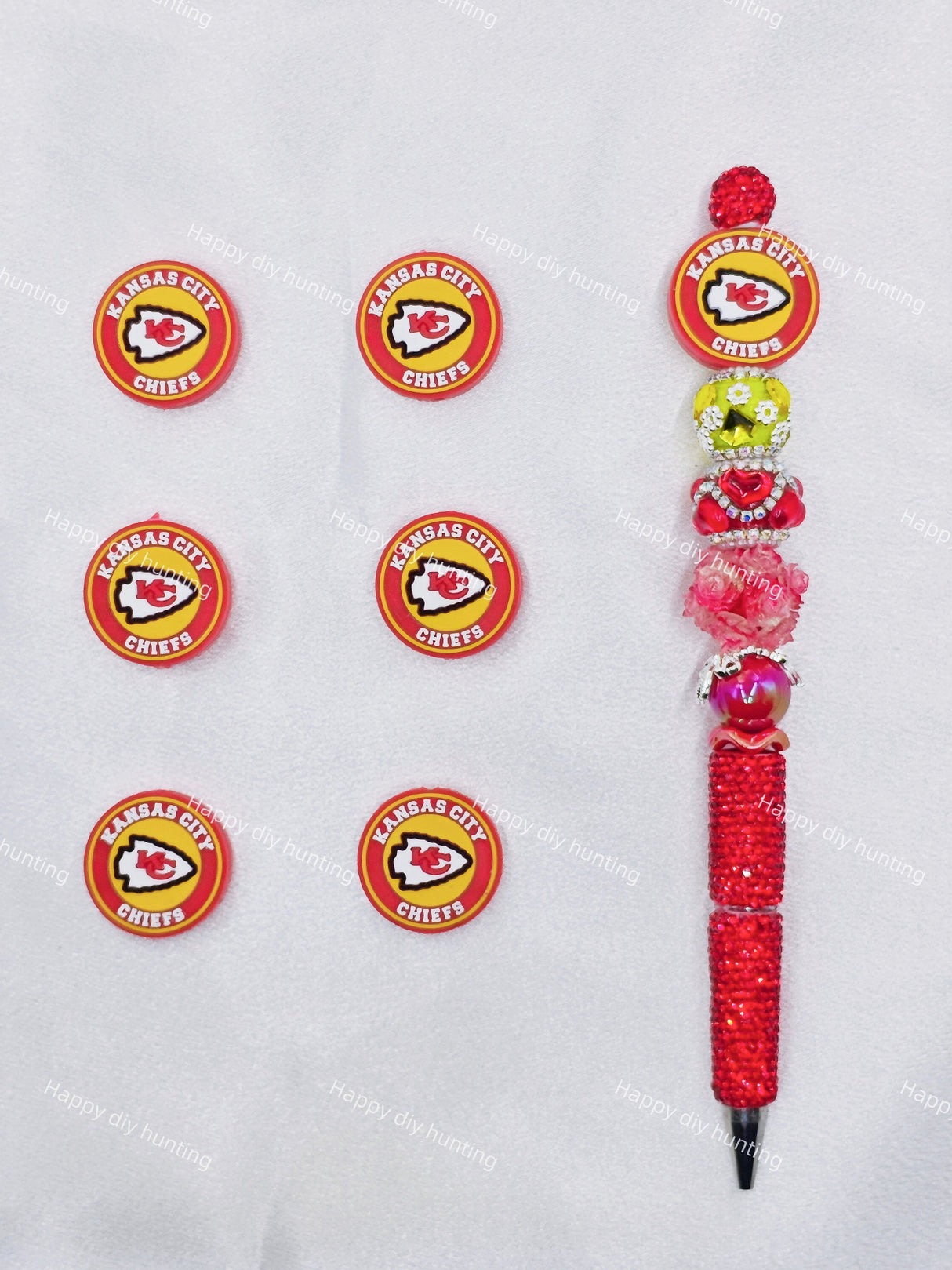 Kansas City Chief Football team Silicone Focal Beads Wholesale, silicone focal beads for pens