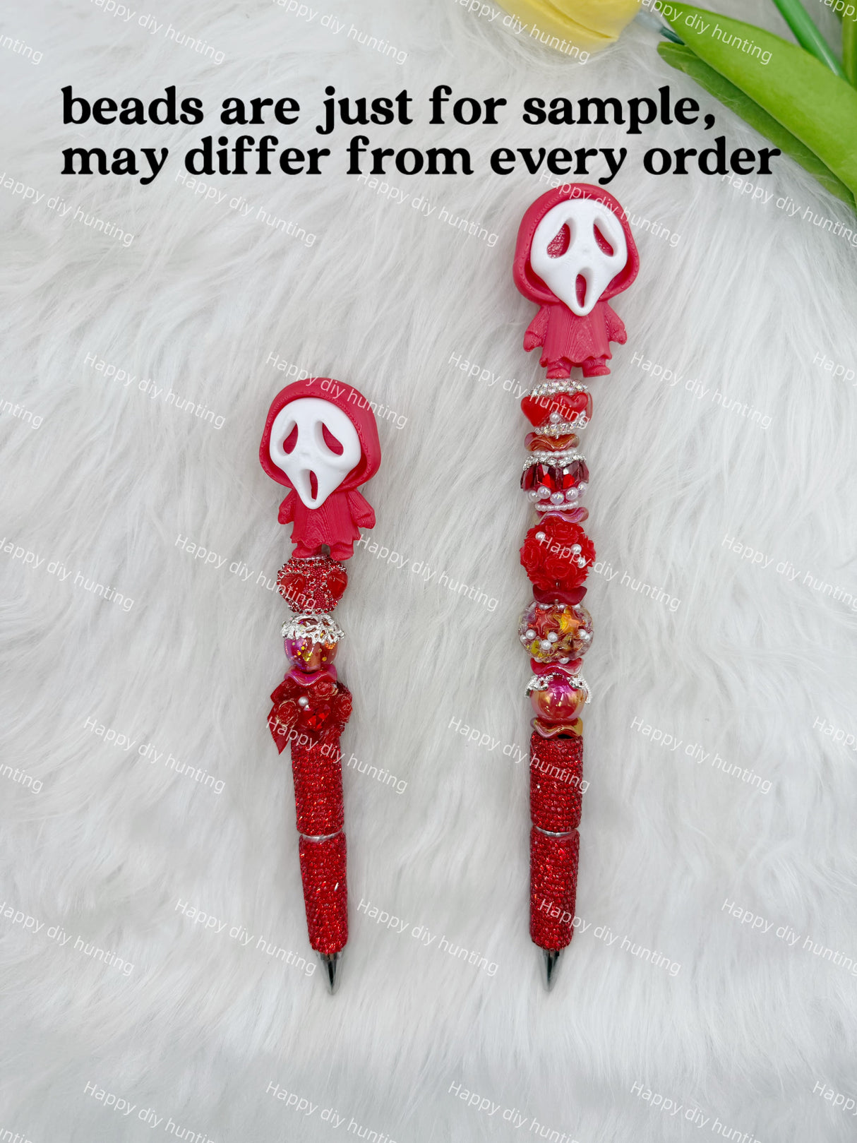 Red Ghost Face 3D Printed Pen Topper (No Hole)