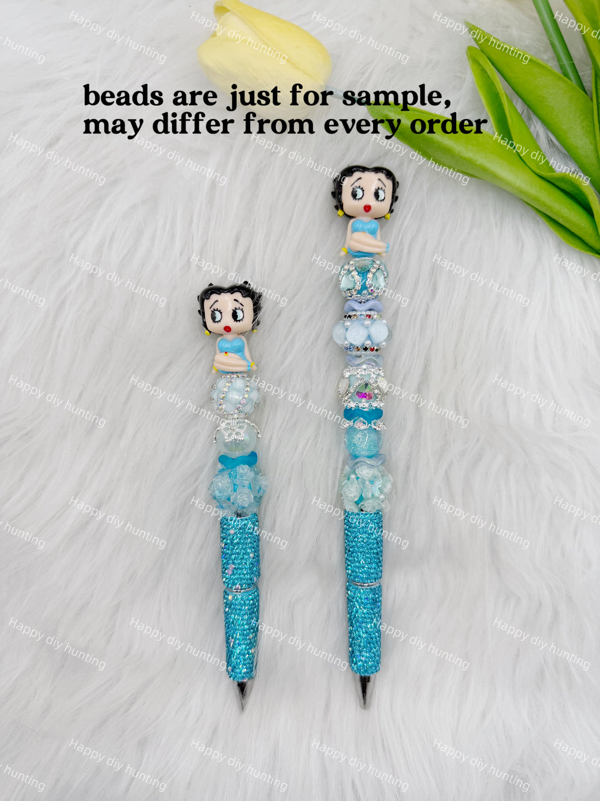 Blue Retro Lady Pen Topper (No Hole)
