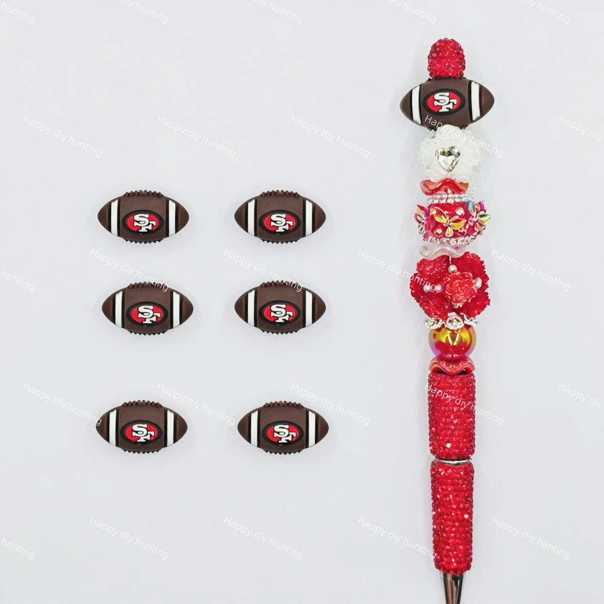 3D San Francisco 49ers Football team Silicone Focal Beads Wholesale, silicone focal beads for pens