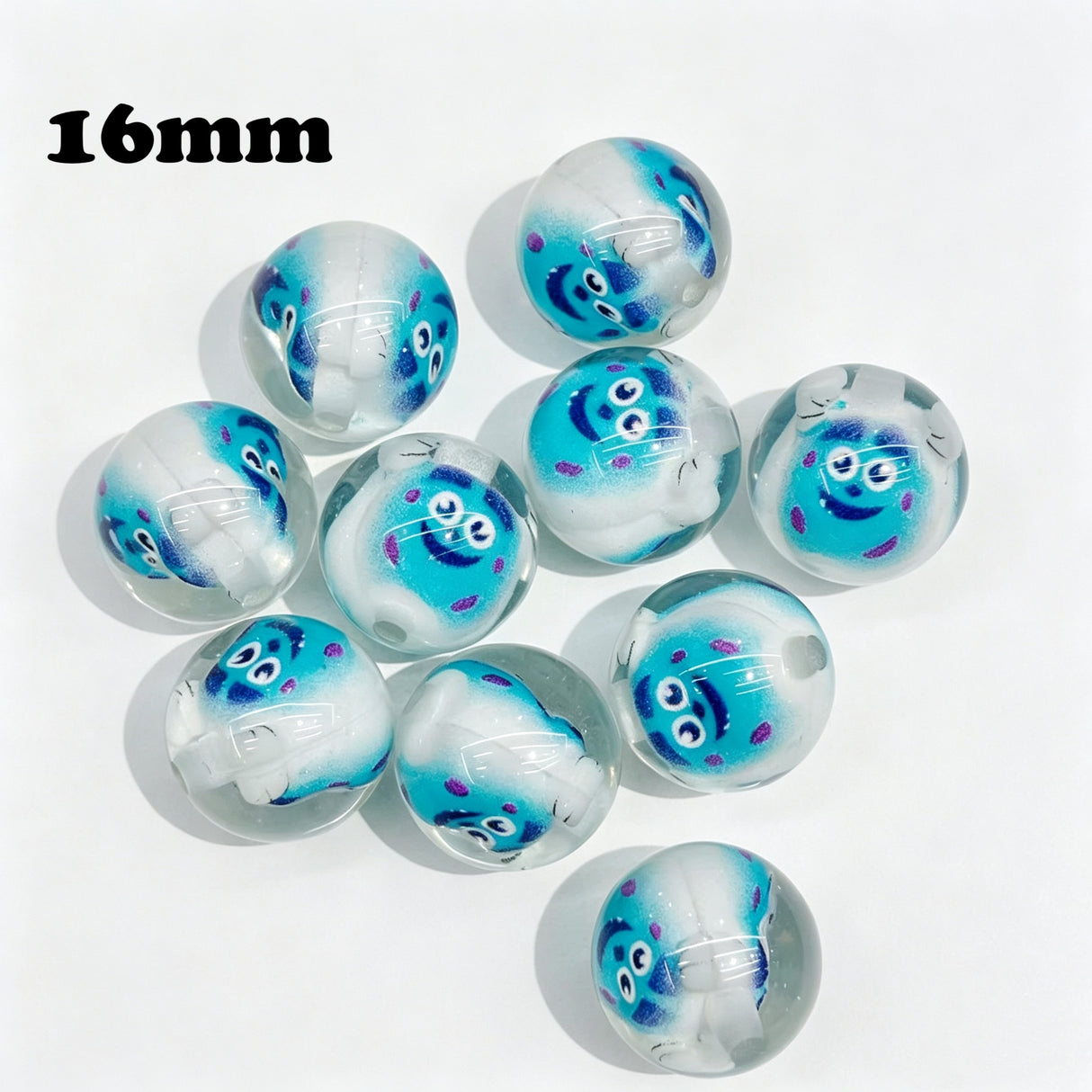 16mm Blue Monster Round Acrylic Beads