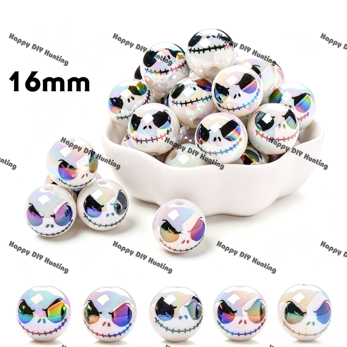 16mm Skeleton Round Acrylic Beads