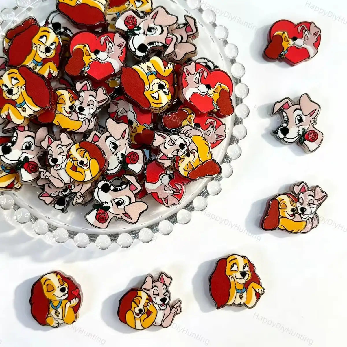 Cute Dog Character Acrylic Focal Beads for DIY Beadable Pens