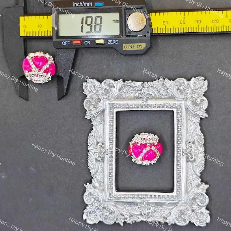 20mm Hot Pink heart pattern round rhinestone beads bling acrylic beads for DIY beadable pen jewelry making