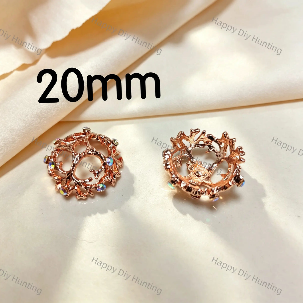 20mm Rose Gold Hollow Branch Bead Caps Spacer | Fits 20mm Beads, Premium DIY Beadable Pens
