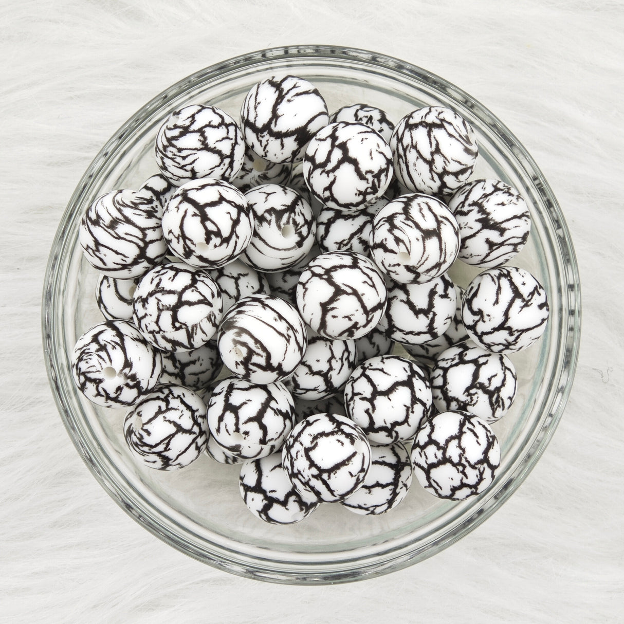 15mm Black Strip White Background Printed Silicone Beads 15mm