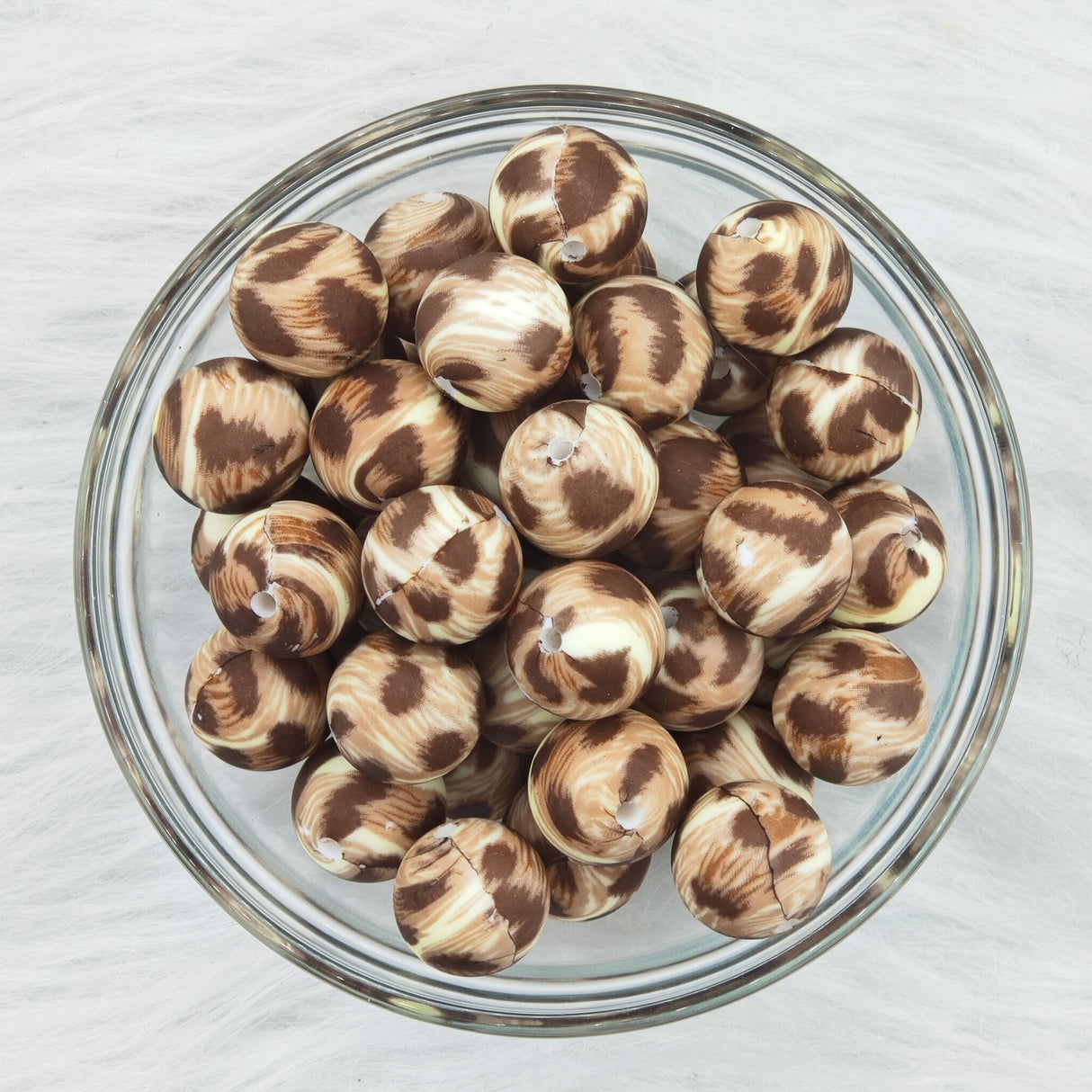 15mm brown leopard Printed Silicone Beads 15mm