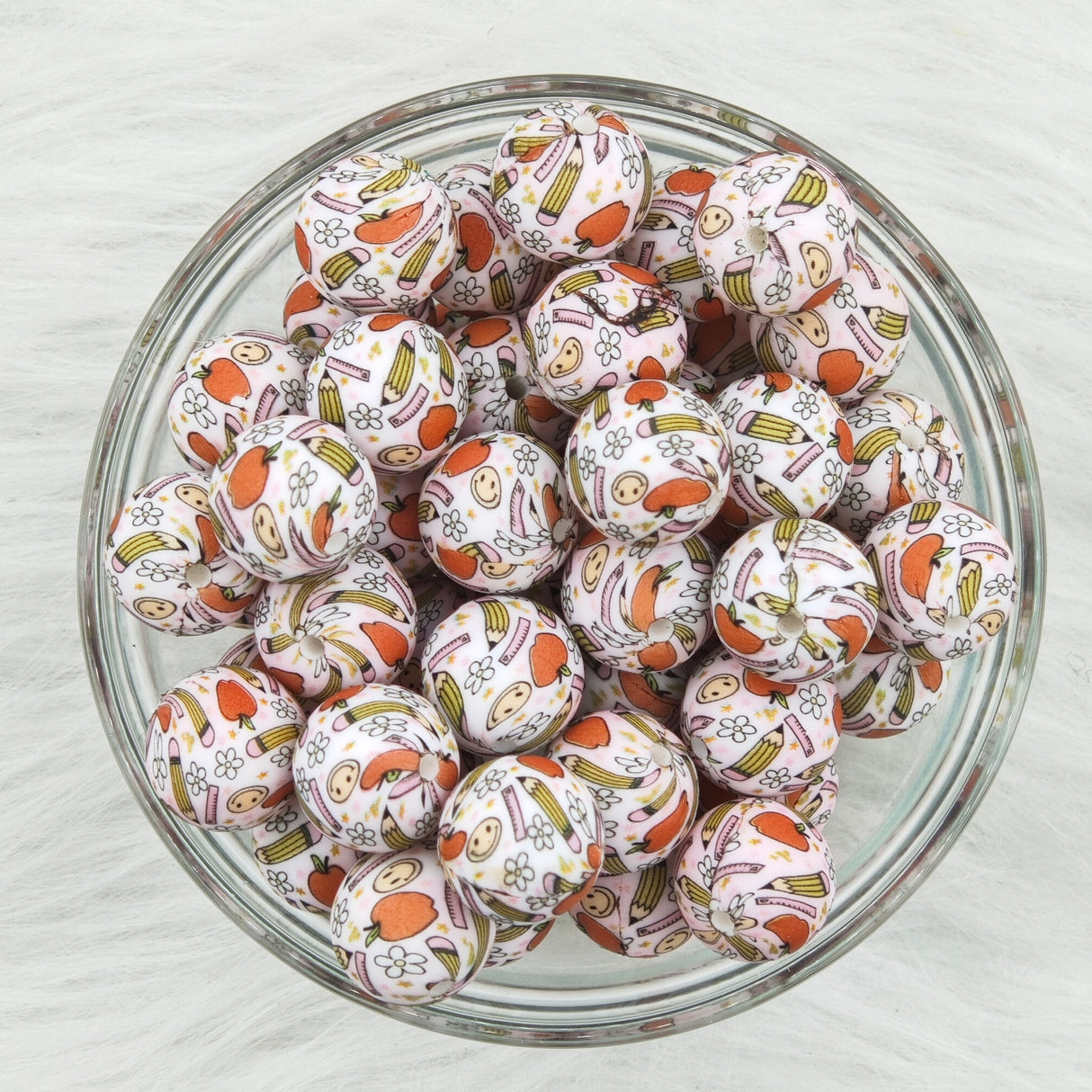 15mm teacher Printed Silicone Beads