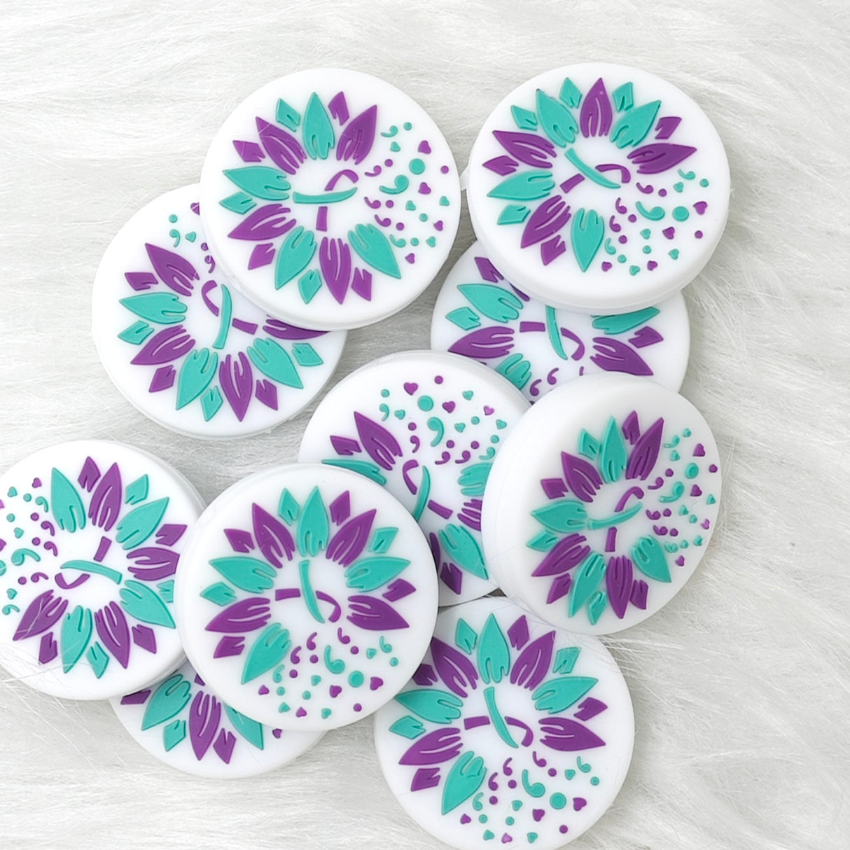 Purple and teal ribbon Focal Beads for Pens