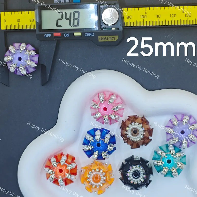 25mm Silver Pearl Flower Rhinestone Beads for DIY Beadable Pens