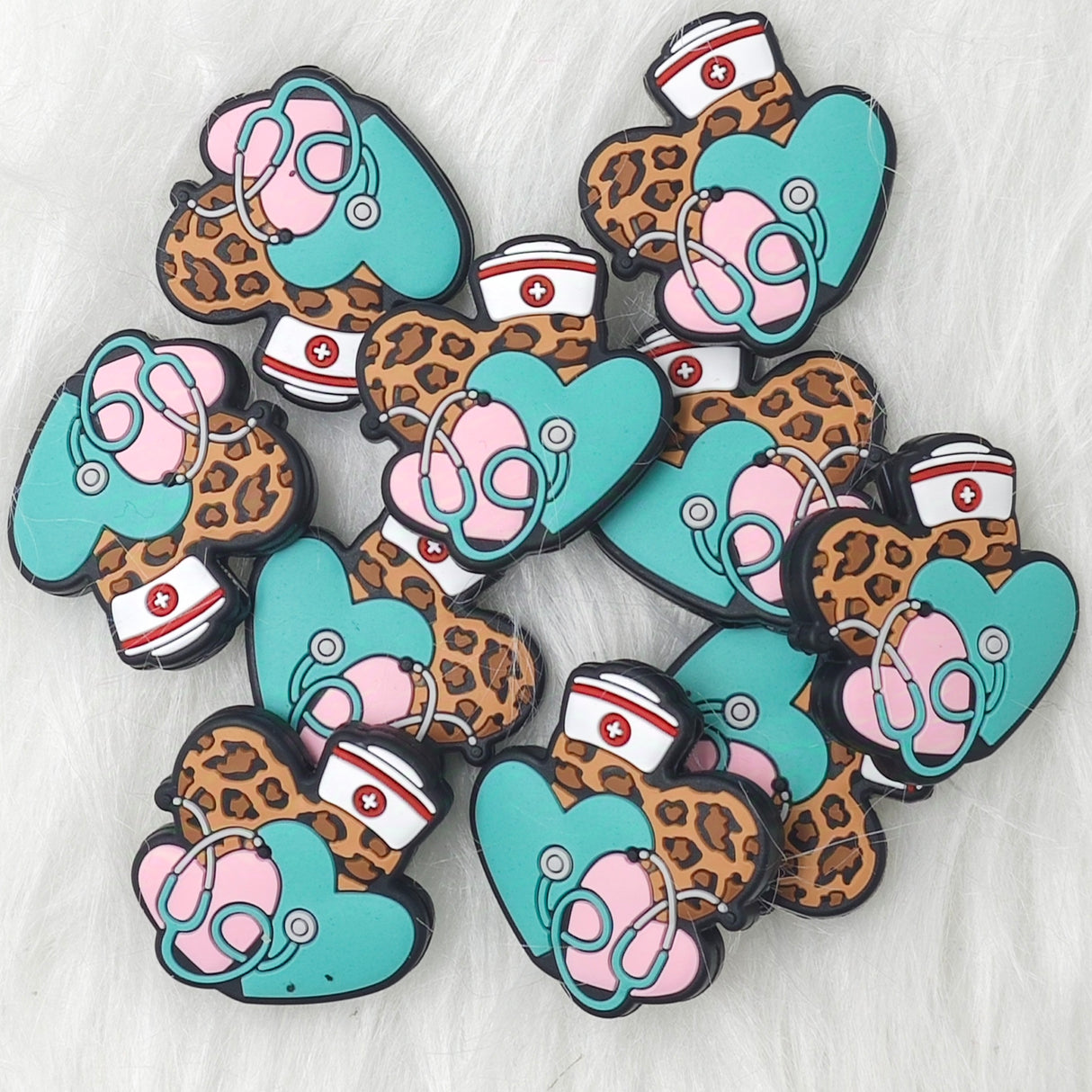 Heart Silicone Beads Nurse Hat Silicone Focal Beads Nurse Focal Beads