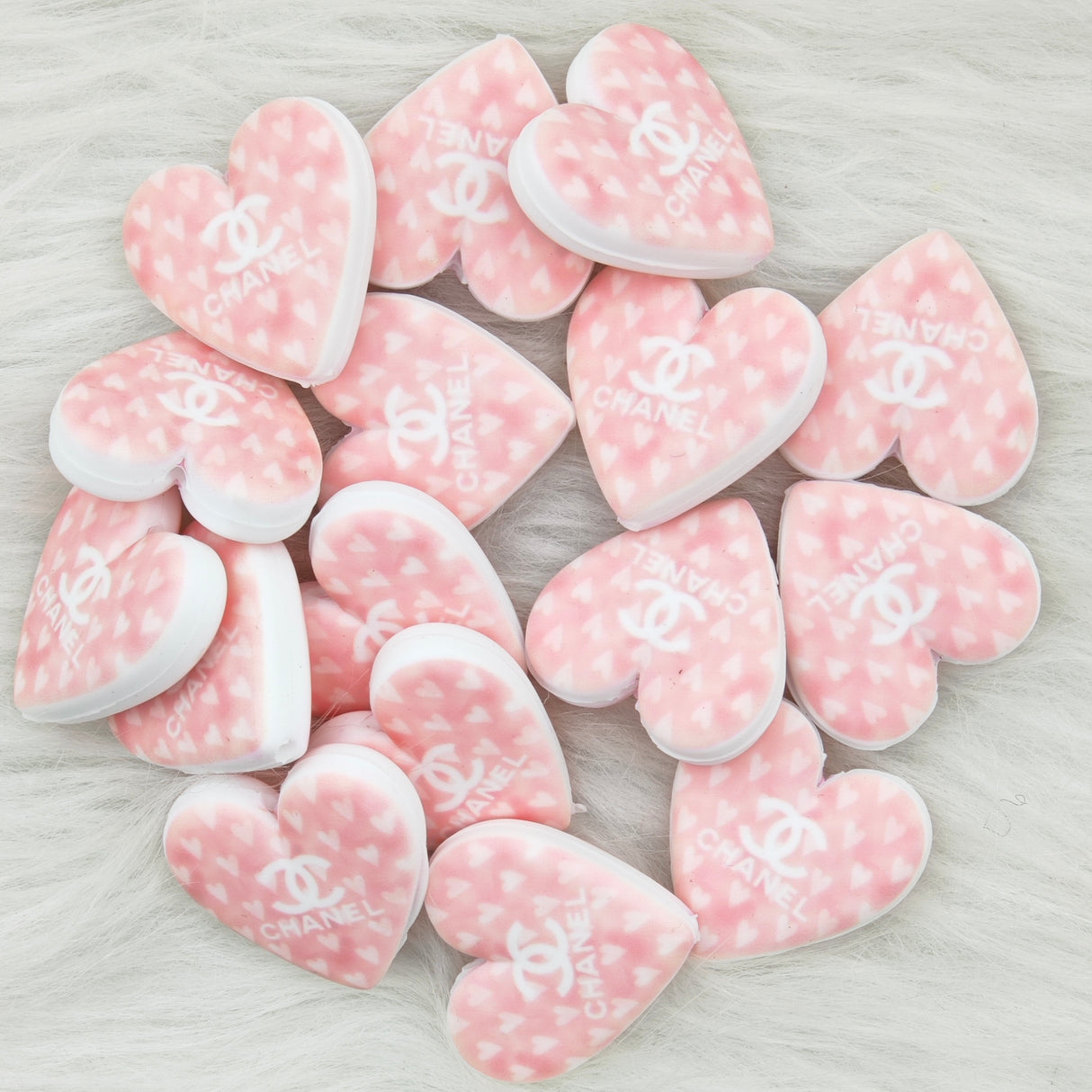 Pink Cha*nel Silicone Focal Beads, designer Focal Beads(D68)