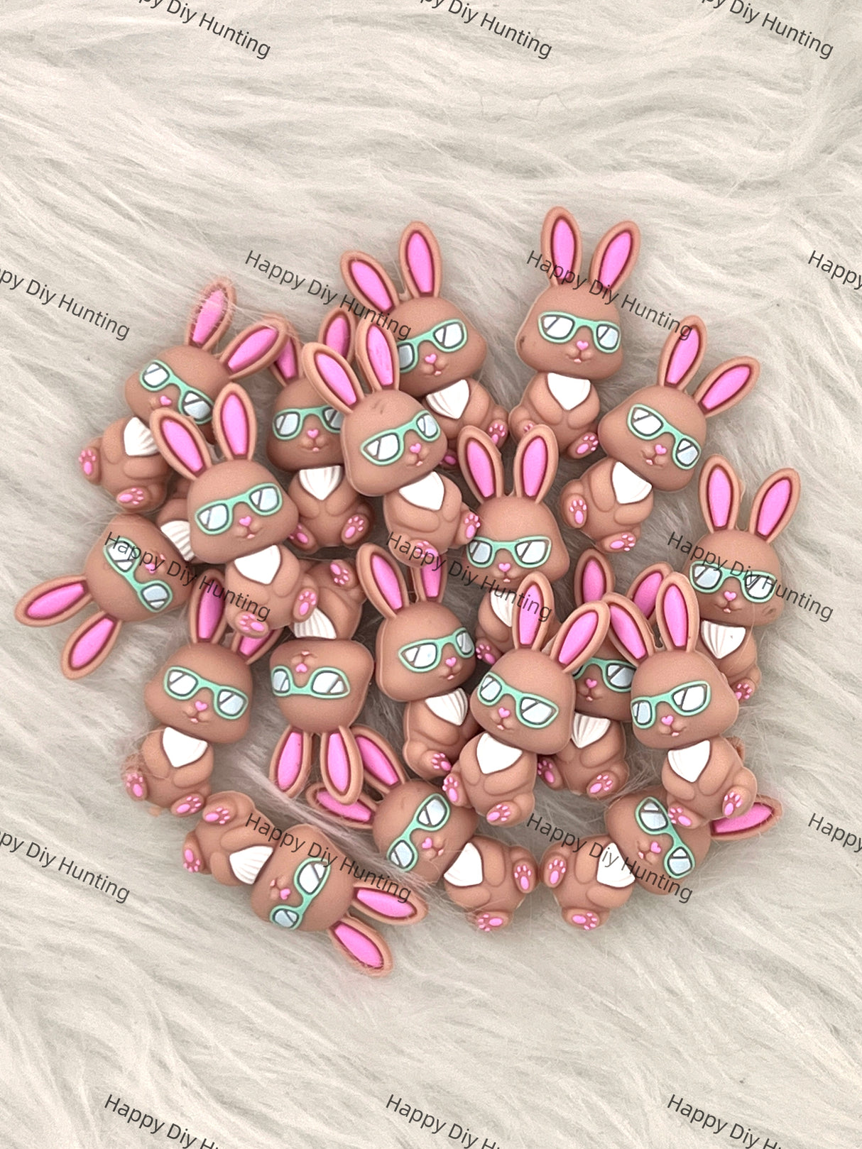 3D Cool Rabbit With Sunglasses Silicone Focal Beads Wholesale