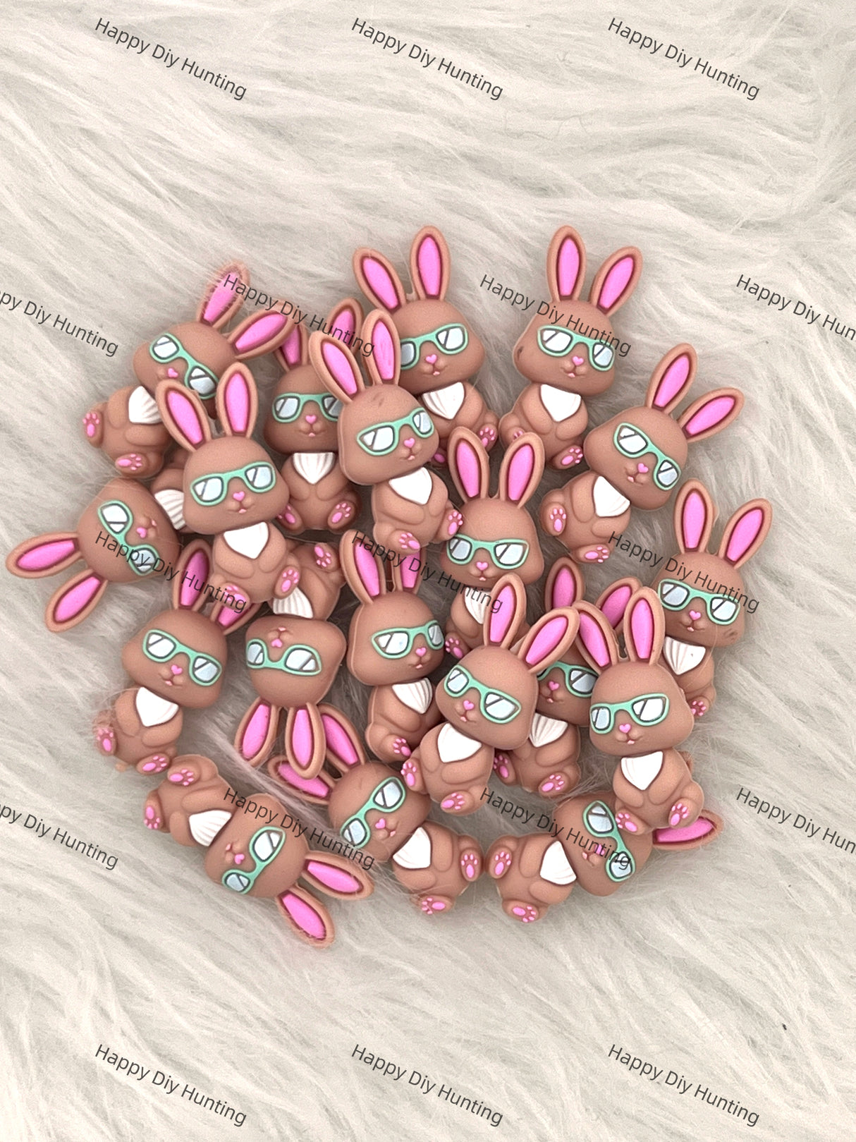 3D Cool Rabbit With Sunglasses Silicone Focal Beads Wholesale