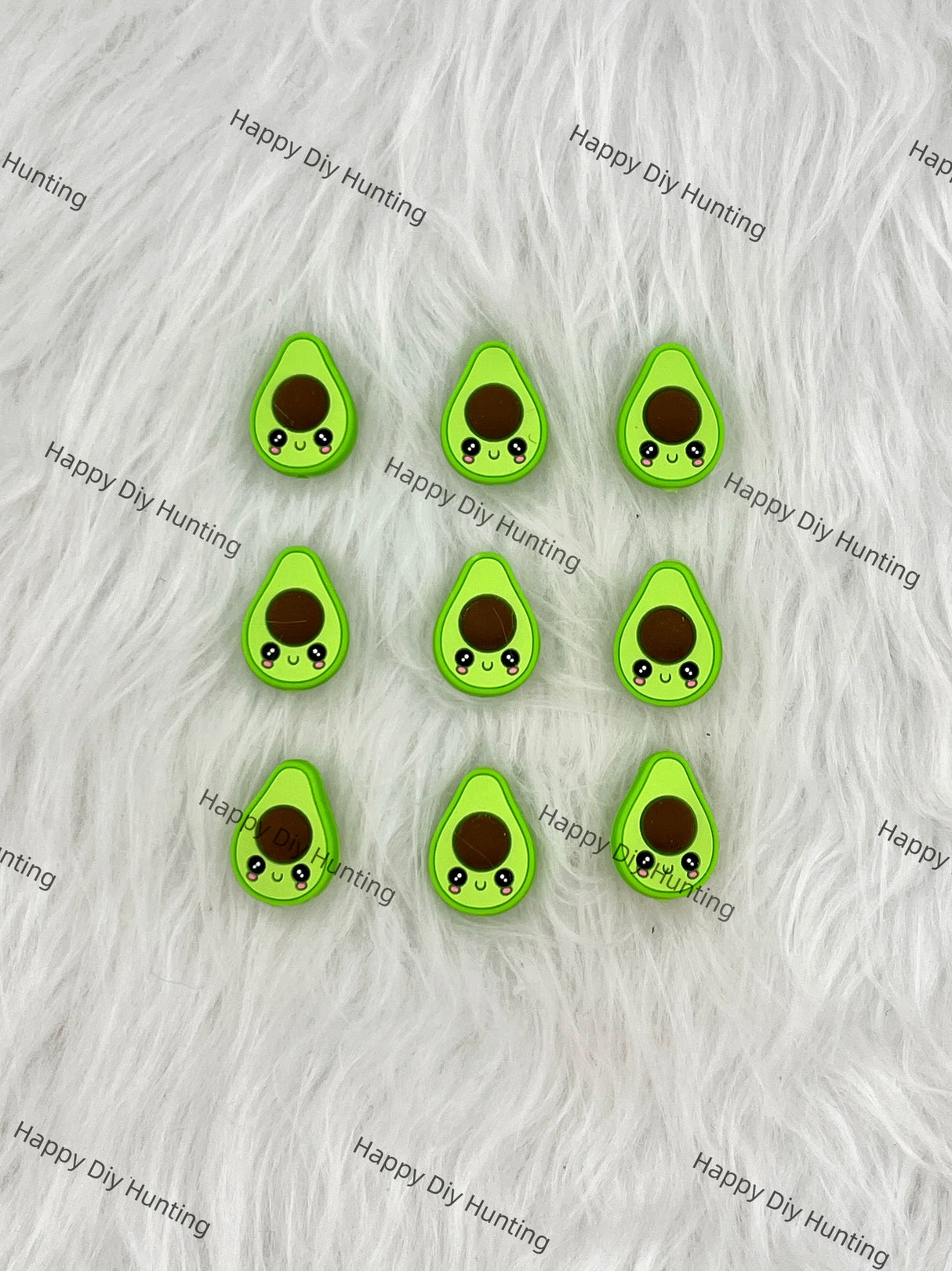 3D Cute Avocados Silicone Focal Beads