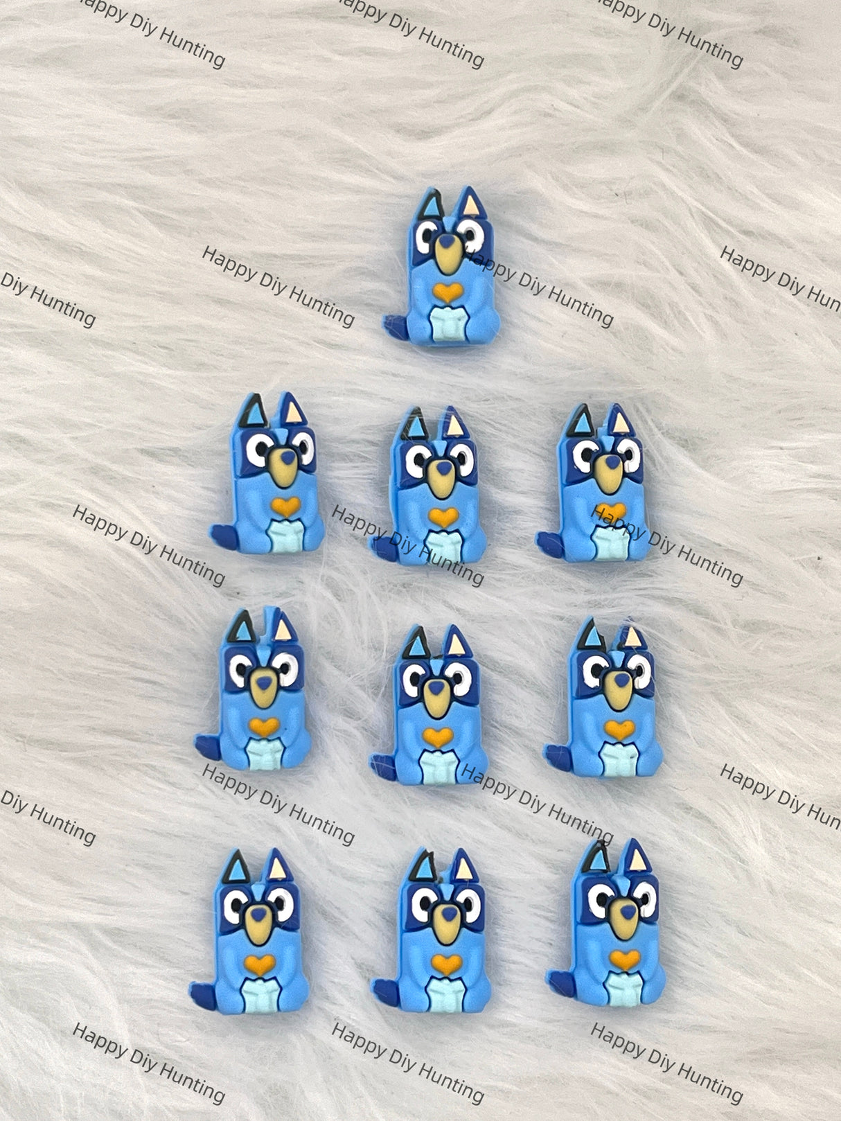 3D Cute Blue Fox Silicone Focal Beads