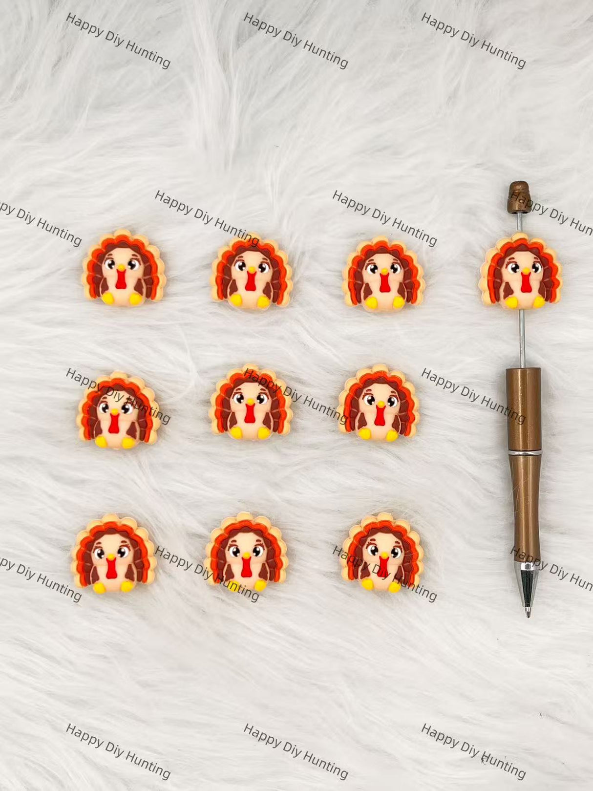 3D Cute Flower Chicken Silicone Focal Beads Wholesale, silicone focal beads for pens