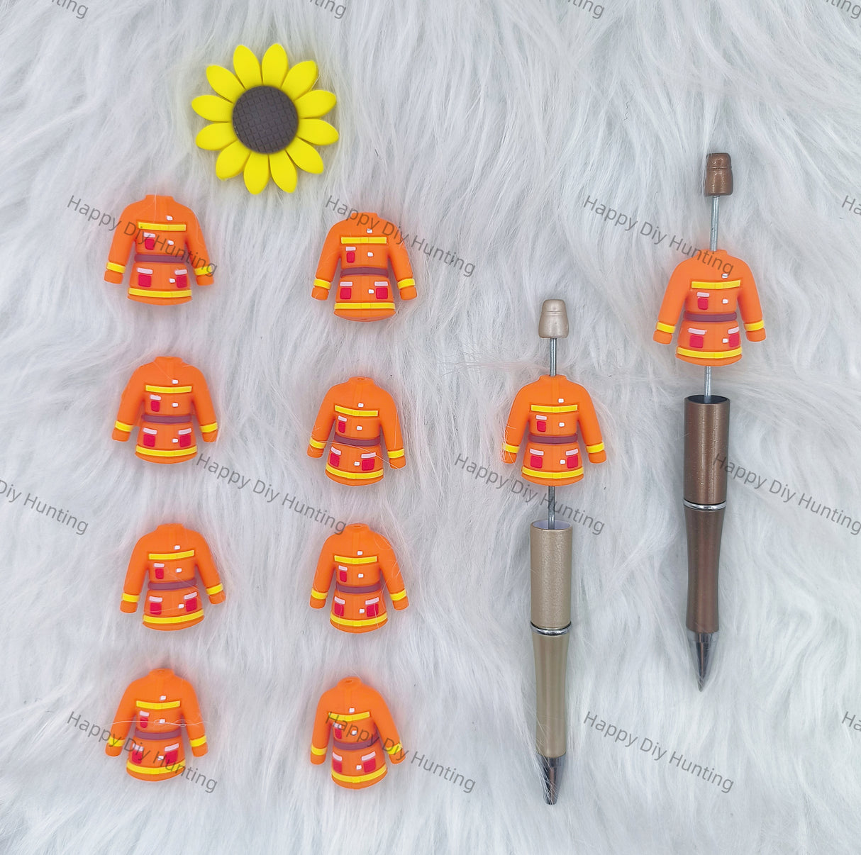 3D Firefighter uniform Silicone Focal Beads Wholesale, silicone focal beads for pens