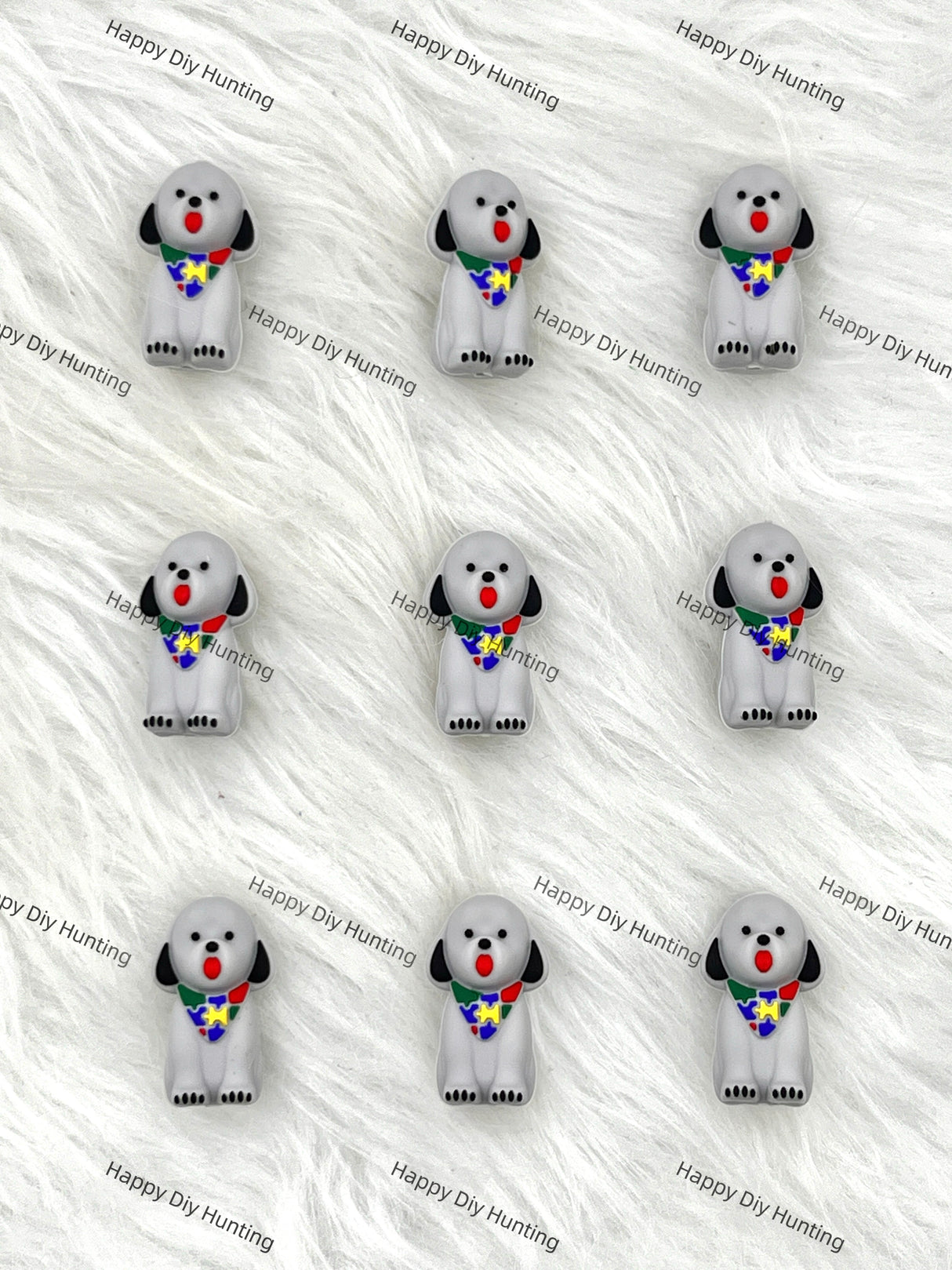 3D Grey Puppy Dog Silicone Focal Beads Wholesale, silicone focal beads for pens
