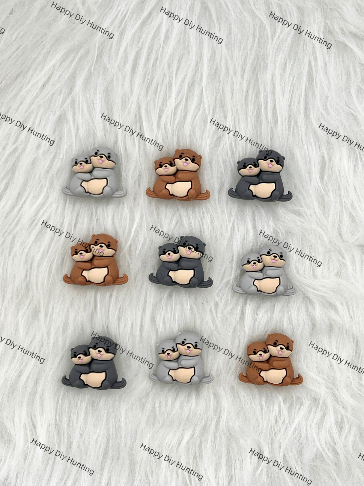 3D Hugging Squirrel Silicone Focal Beads