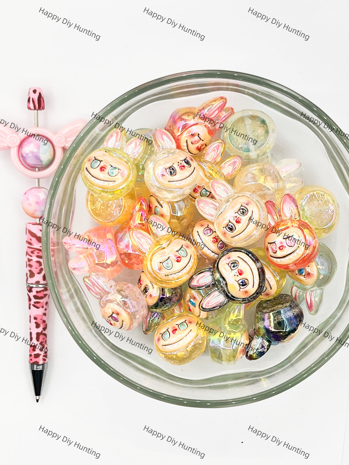 3D Labubu Head Acrylic Beads