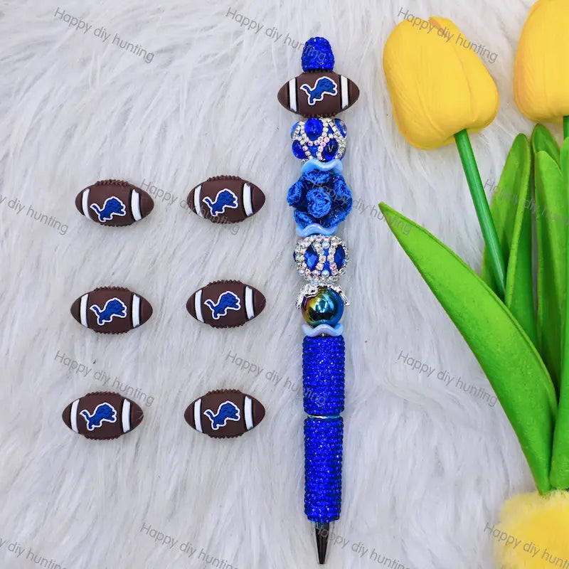 3D Lions Football team Silicone Focal Beads,Wholesale Silicone focal beads for pens2