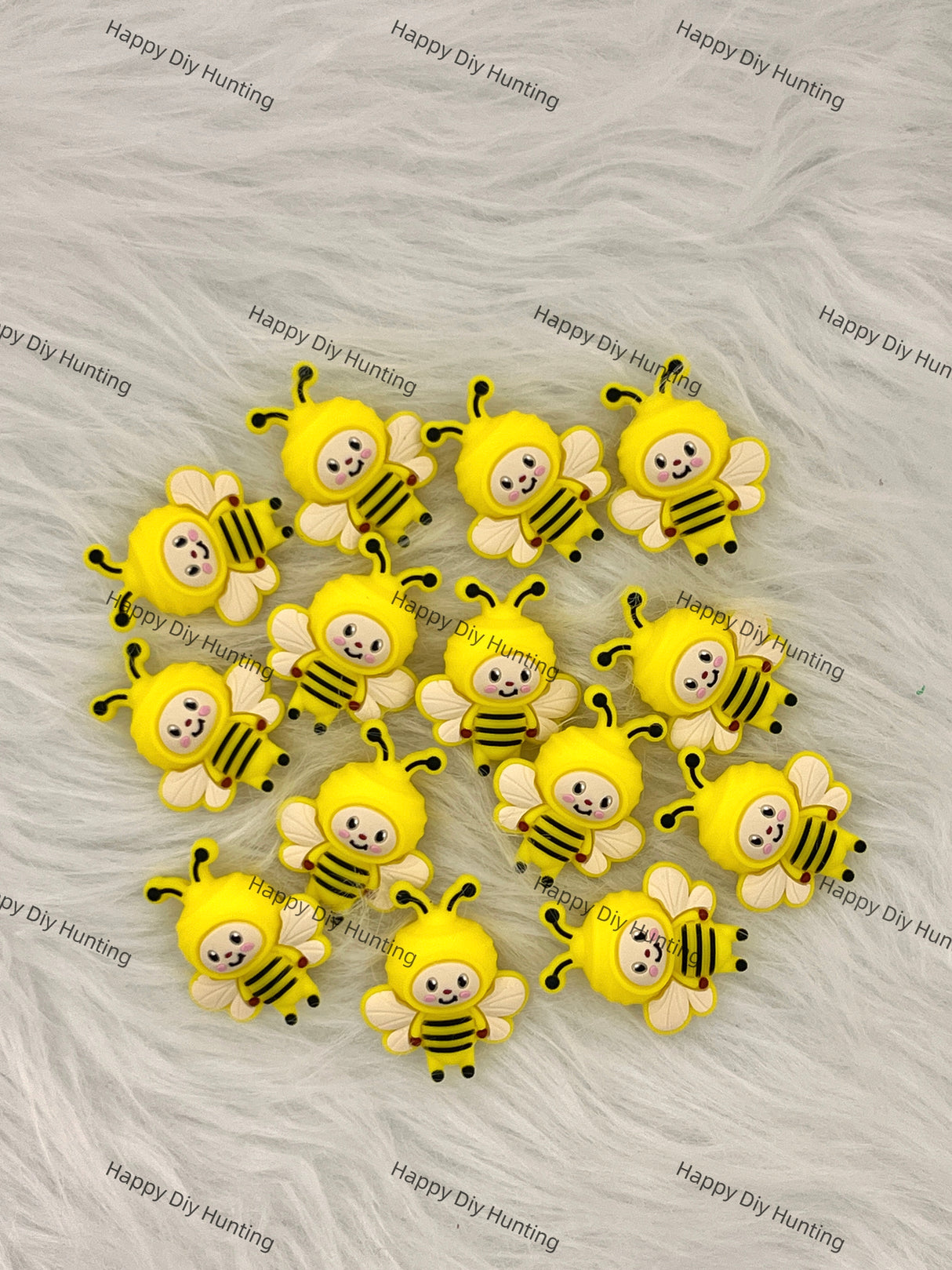 3D Lovely yellow bees Silicone Focal Beads