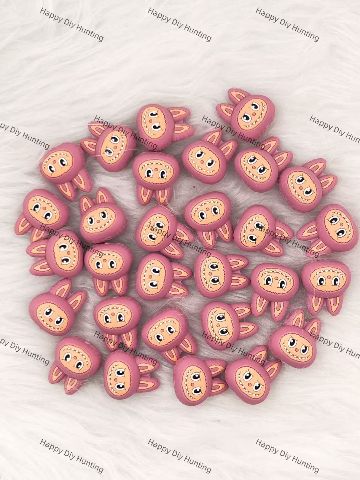 3D Pink Labubu Silicone Focal Beads Wholesale, silicone focal beads for pens