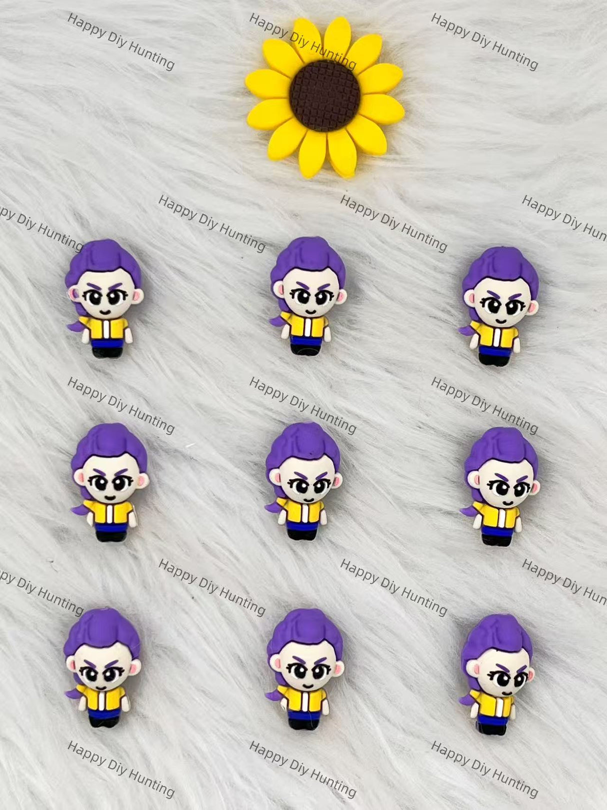 3D Purple Kpop Girl Silicone Focal Beads Wholesale, silicone focal beads for pens