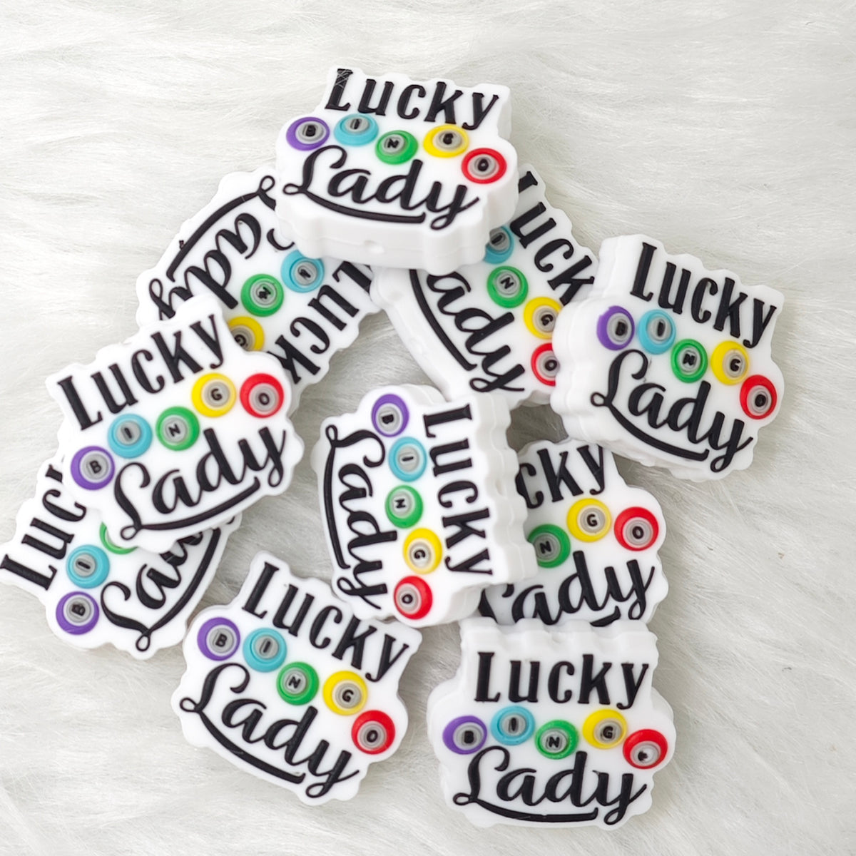 Lucky bingo lady Focal Beads , saying focal beads for Pens