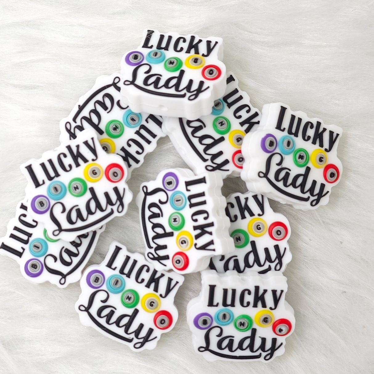 Lucky bingo lady Silicone Focal Beads Wholesale
