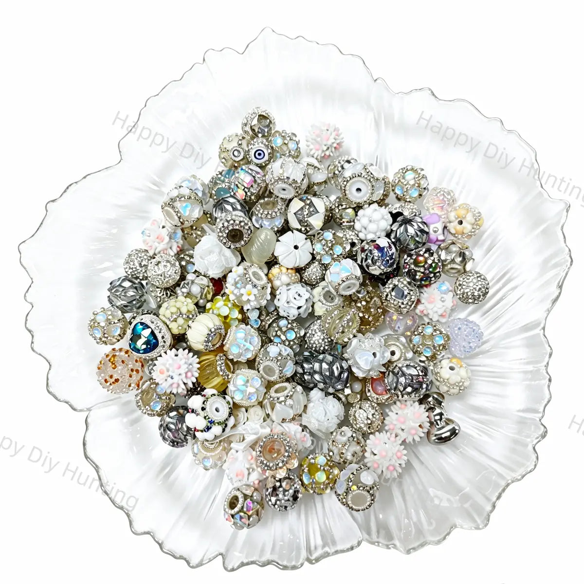 Wholesale White Random Mixed Beads for DIY Beadable Pens, 20-22mm