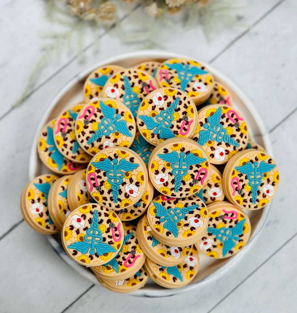 Sunflower RN Silicone Focal Beads Nurse Focal Beads