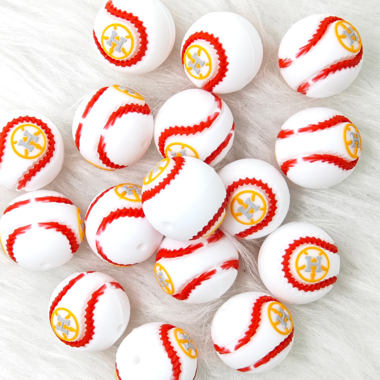 "H" Houston baseball team round shape focal Silicone Focal Beads Wholesale