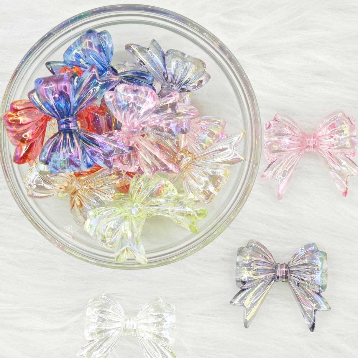 20mm clear mixed color bows, Acrylic bow beads