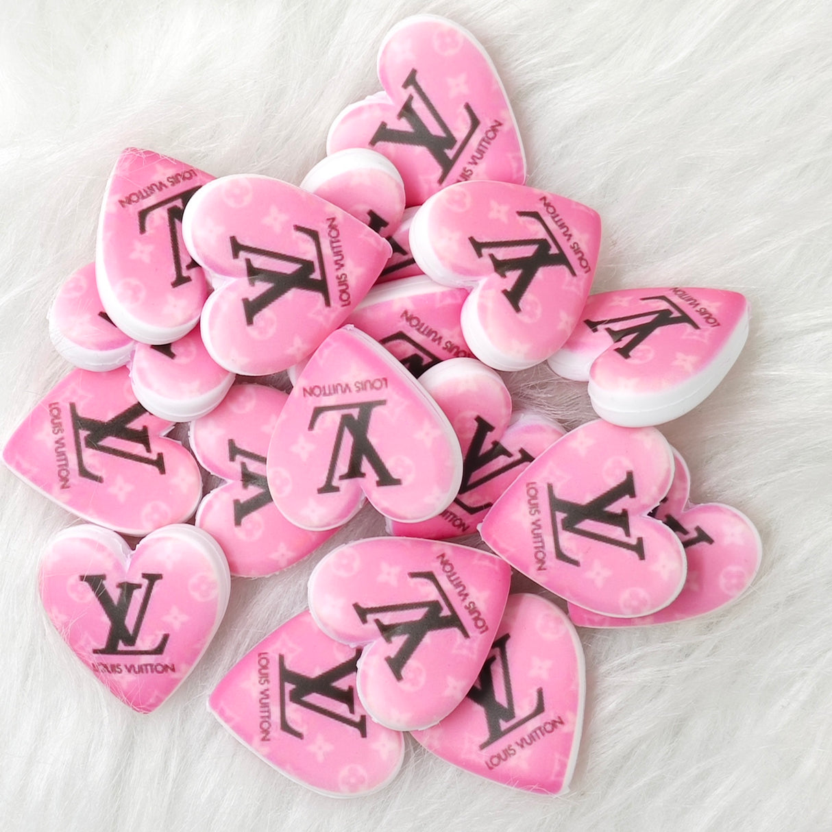 Pink V*L heart Silicone focal Beads, designer Focal Beads(D60)