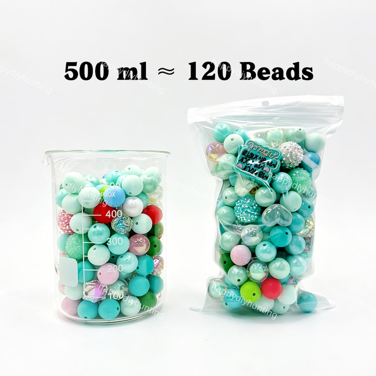 500ml ocean mermaid Silicone & Acrylic bead mix, teal ocean mixed bead set for handmade crafts