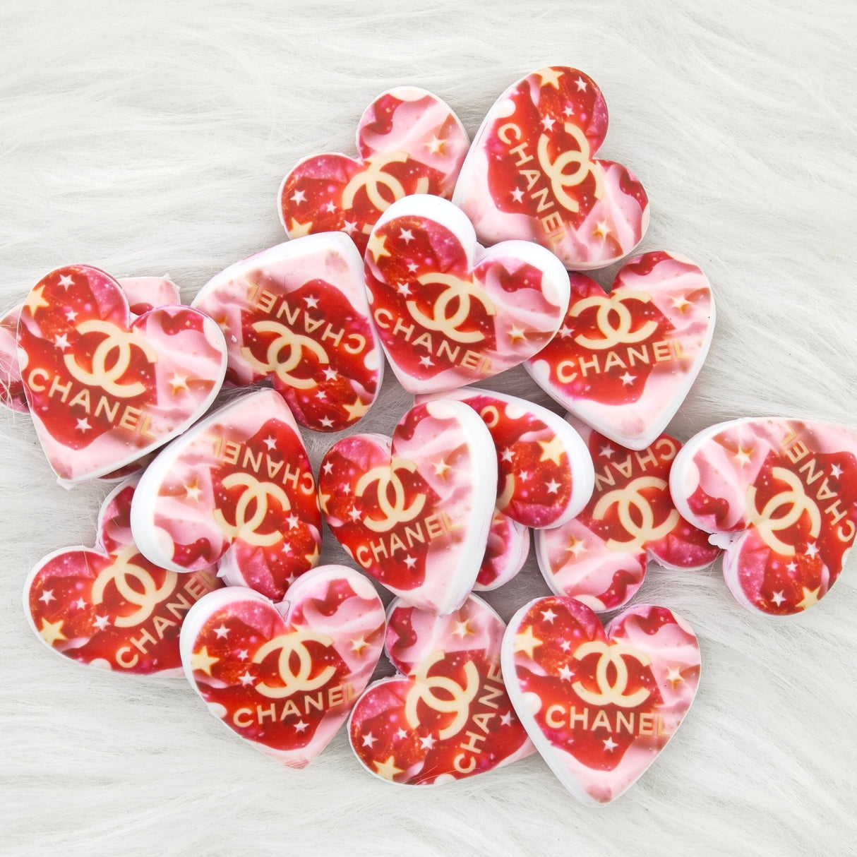 Red Cha*nel heart shape Silicone Focal Beads, designer Focal Beads(D73)