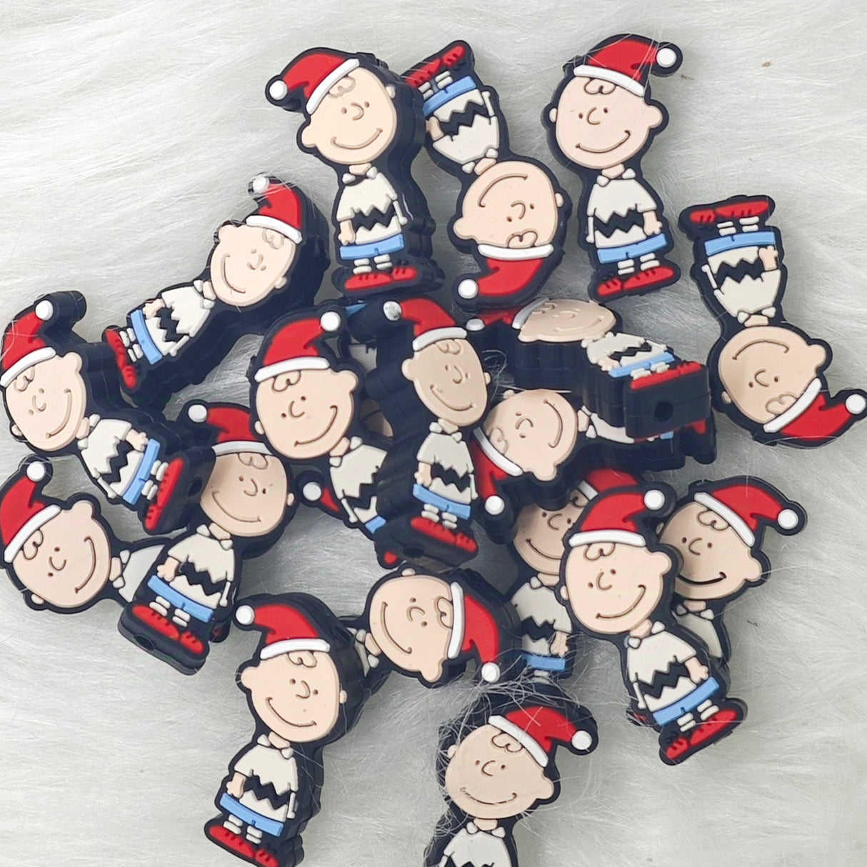 Charlie with Santa's hat Silicone Focal Beads Wholesale, character Focal Beads