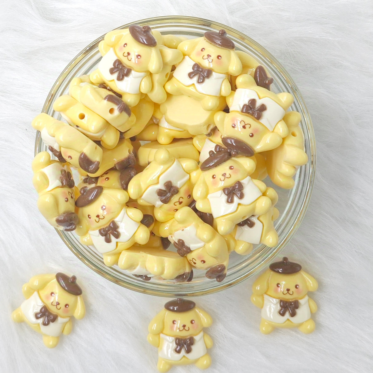 Pompom Pupu Acrylic Beads, DIY Charms