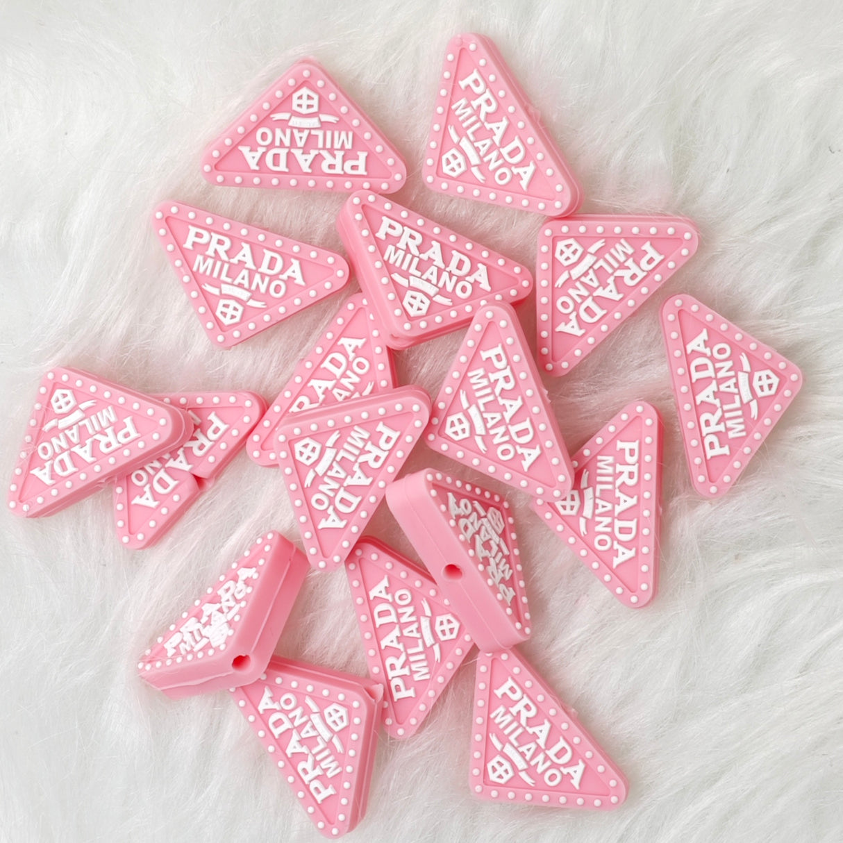 Pink Pr*da Silicone focal Beads, designer Focal Beads(D62)