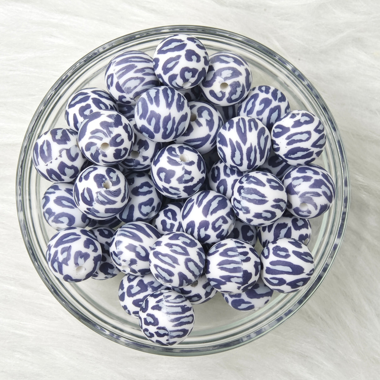 15mm Blue leopard Printed Silicone Beads 15mm
