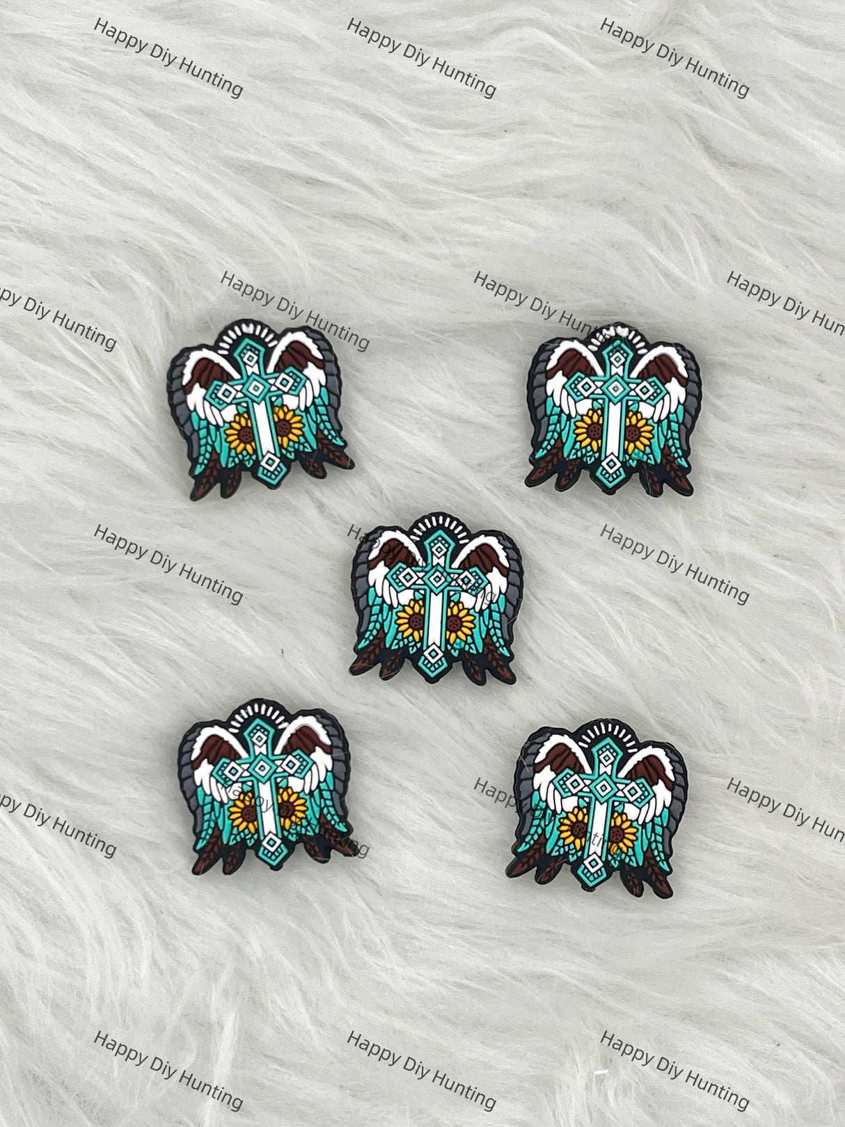 A Cross With Wings Silicone Focal Bead