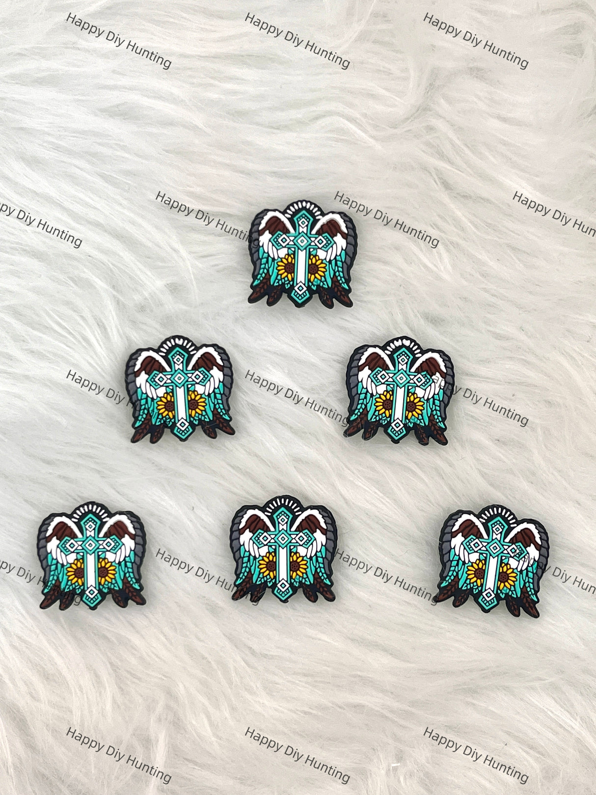 A Cross With Wings Silicone Focal Bead